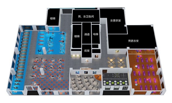 1500平方健身房配置方案-广西bsports(中国)体育健身器材有限公司官网